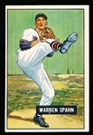 1951 Bowman Baseball- #134 Warren Spahn, Braves