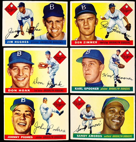 1955 Topps Baseball- 6 Diff Brooklyn Dodgers