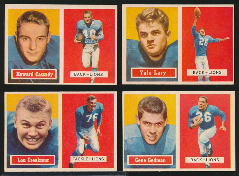 1957 Topps Football- 4 Diff Detroit Lions