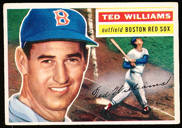 1956 Topps Baseball- #5 Ted Williams, Red Sox- White Back