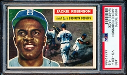 1956 Topps Baseball- #30 Jackie Robinson, Brooklyn Dodgers- PSA Vg-Ex+ 4.5 – white back