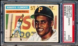 1956 Topps Baseball- #33 Roberto Clemente, Pirates- PSA Good 2- White Back