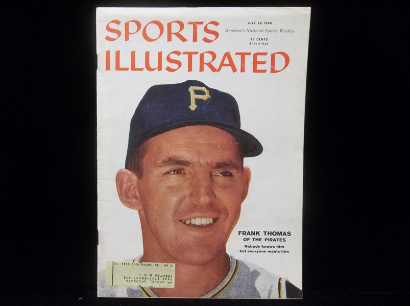 July 28, 1958 Sports Illustrated Mag.- Frank Thomas, Pirates Cover