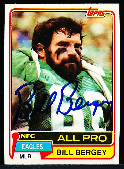 Autographed 1981 Topps Ftbl. #250 Bill Bergey, Eagles