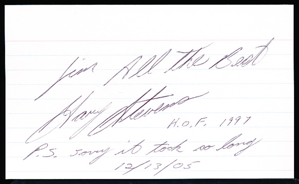 Autographed Gary Stevens Horse Racing Jockey Index Card