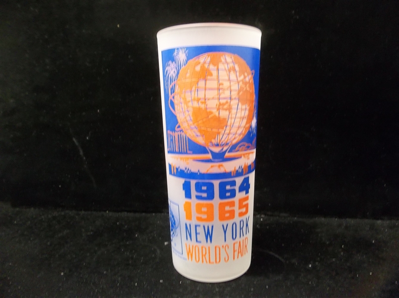 1964-65 New York World’s Fair 6-1/2” Tall Frosted Drinking Glass