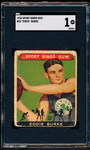 1933 Sport Kings Basketball- #33 Eddie Burke, Boston Celtics- SGC 1 (Poor)
