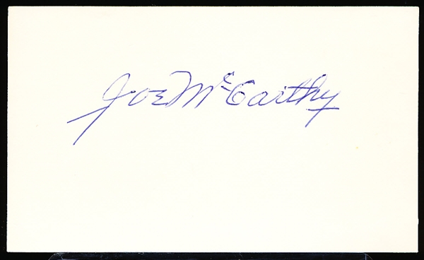 Autographed Joe McCarthy MLB Index Card