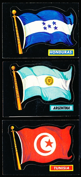 1970 Topps “Flags of the World” (V312-5)- 6 Diff. Intact Flags