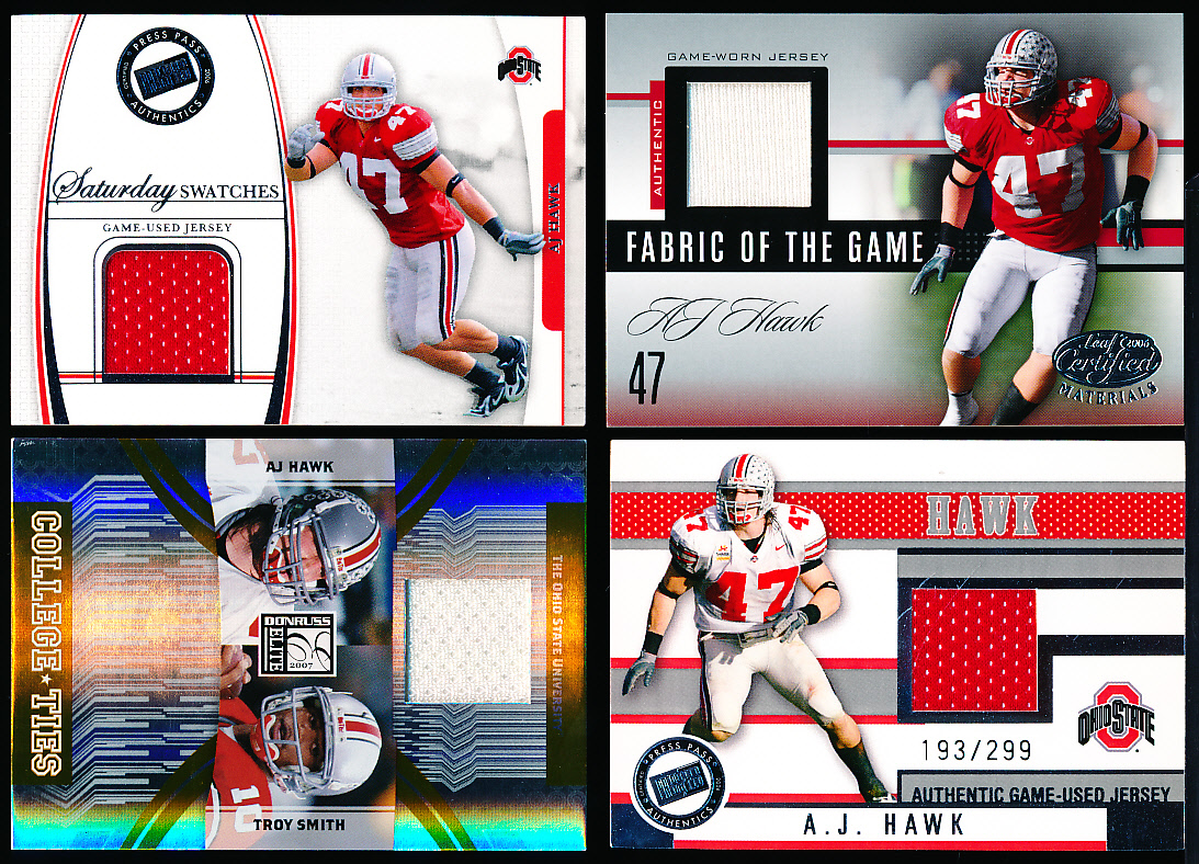 Lot Detail - 2006-07 A.J. Hawk Game-Worn Ohio State Buckeyes Jersey  Inserts- 4 Diff.