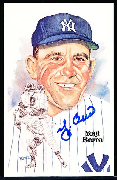Autographed 1981 Perez-Steele BB HOF Postcard #127 Yogi Berra
