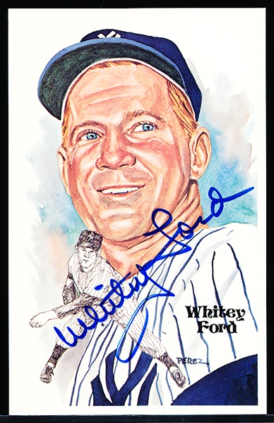 Autographed 1981 Perez-Steele BB HOF Postcard #144 Whitey Ford