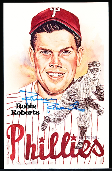 Autographed 1981 Perez-Steele BB HOF Postcard #157 Robin Roberts