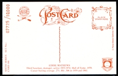 Autographed 1981 Perez-Steele BB HOF Postcard #166 Eddie Mathews
