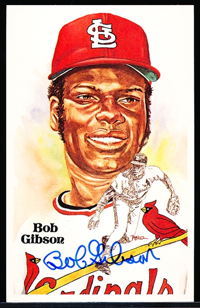 Autographed 1981 Perez-Steele BB HOF Postcard #175 Bob Gibson