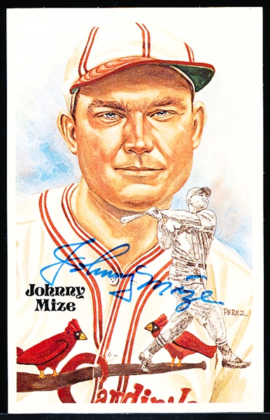 Autographed 1981 Perez-Steele BB HOF Postcard #176 Johnny Mize