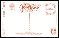 Autographed 1981 Perez-Steele BB HOF Postcard #176 Johnny Mize