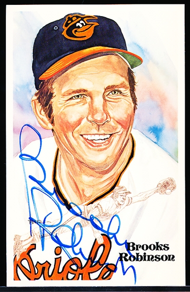 Autographed 1983 Perez-Steele BB HOF Postcard #184 Brooks Robinson