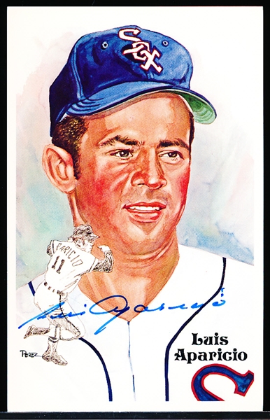 Autographed 1985 Perez-Steele BB HOF Postcard #185 Luis Aparicio