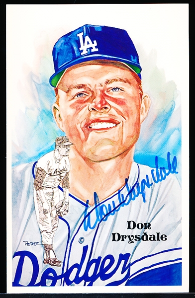 Autographed 1985 Perez-Steele BB HOF Postcard #186 Don Drysdale