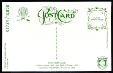 Autographed 1985 Perez-Steele BB HOF Postcard #186 Don Drysdale