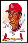 Autographed 1985 Perez-Steele BB HOF Postcard #190 Lou Brock