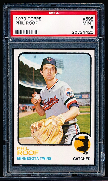 1973 Topps Baseball-Hi#- #598 Phil Roof, Twins - PSA Mint 9 