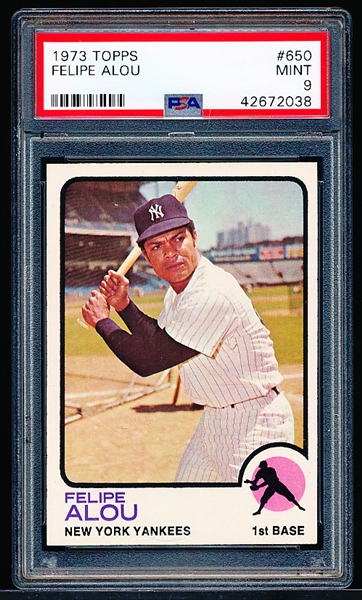 1973 Topps Baseball-Hi#- #650 Felipe Alou, Yankees - PSA Mint 9 