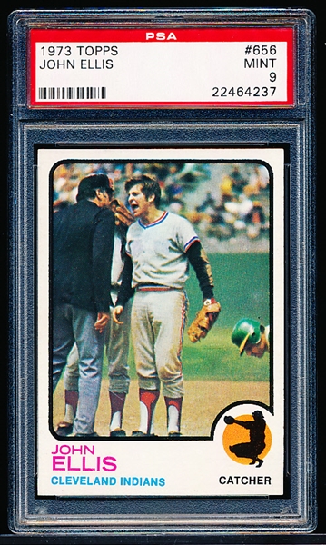 1973 Topps Baseball-Hi#- #656 John Ellis, Cleveland - PSA Mint 9