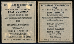 1951 Berk Ross Baseball- 2 Diff