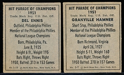 1951 Berk Ross Baseball- 2 Diff Phillies