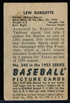1952 Bowman Bb- #244 Lew Burdette, Braves-RC