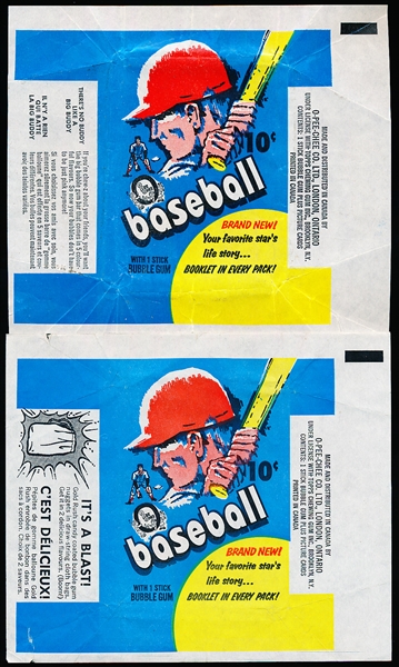 1971 O-Pee-Chee Baseball- Two 10 Cent Wrappers