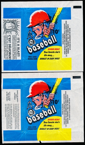 1971 O-Pee-Chee Baseball- Two 10 Cent Wrappers