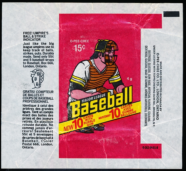 1978 O-Pee-Chee Baseball- Eight 15 Cent Wrappers