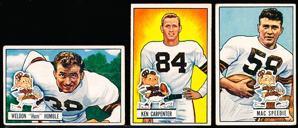 1951 Bowman Fb – 3 Diff Cleveland Browns