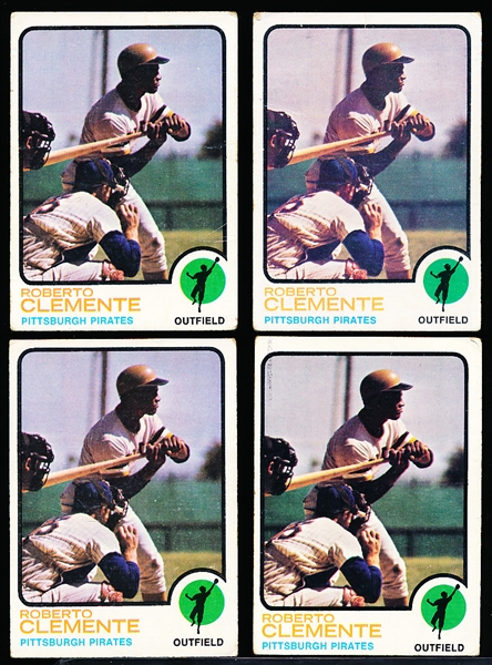 1973 Topps Bb- #50 Roberto Clemente, Pirates- 4 cards