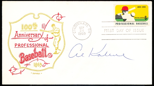 Autographed September 24, 1969 Artopages MLB 100th Anniversary of Professional Baseball 1st Day Cover- Signed by Al Kaline