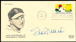 Autographed September 24, 1969 MLB 100th Anniversary of Professional Baseball Player Drawing 1st Day of Issue Envelope- Signed by Stan Musial