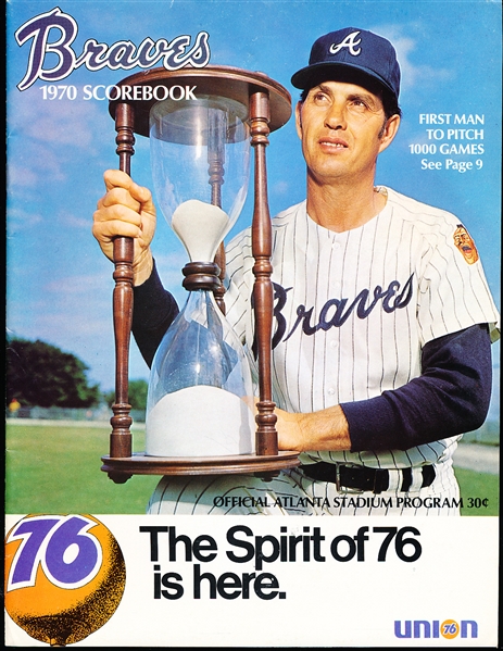 1970 San Francisco Giants @ Atlanta Braves MLB Program- Hoyt Wilhelm Cover