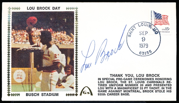 Autographed September 9, 1979 MLB Gateway Cachet Lou Brock Day Busch Stadium- Signed by Brock