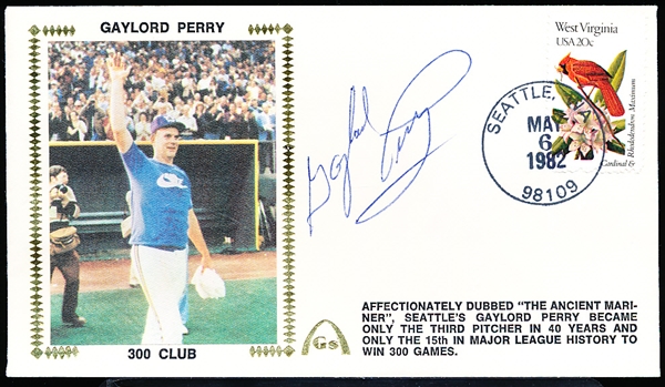 Autographed May 6, 1982 MLB Gateway Cachet Gaylord Perry 300 Club Envelope- Signed by Perry