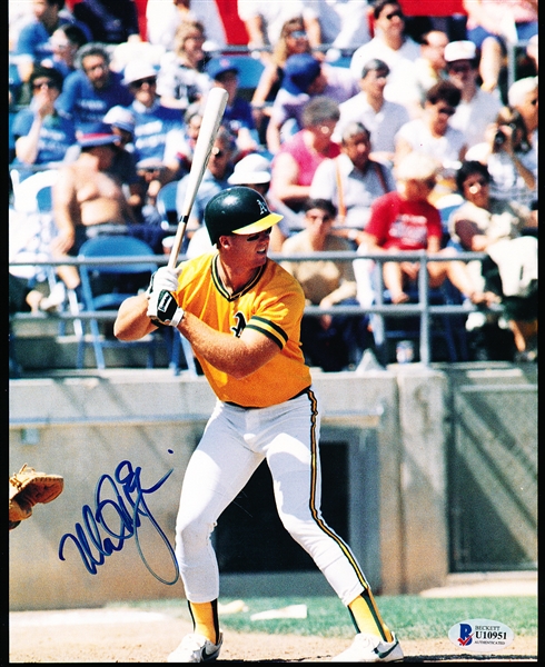 Autographed Mark McGwire Oakland Athletics MLB Color 8” x 10” Game Action Photo- Beckett Authenticated