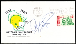 Autographed September 27, 1969 Green Bay Philatelic Society Cachet NFL- 50 Years Pro Football- Signed by Paul Hornung