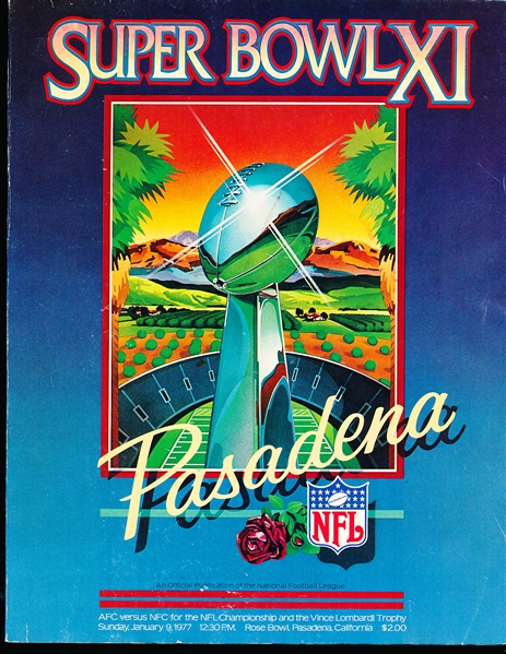 January 9, 1977 Super Bowl XI NFL Program- Oakland Raiders vs. Minnesota Vikings