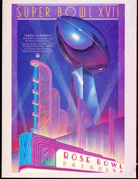 January 30, 1983 Super Bowl XVII NFL Program- Miami Dolphins vs. Washington Redskins