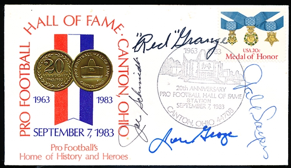 Autographed September 7, 1983 Pro FB HOF 20th Anniversary Cachet Envelope- Signed by 4 HOFers