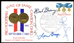 Autographed September 7, 1983 Pro FB HOF 20th Anniversary Cachet Envelope- Signed by 4 HOFers