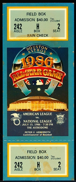 1986 MLB All-Star Game Full Ticket @ Houston