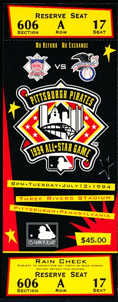 1994 MLB All-Star Game Full Ticket @ Pittsburgh
